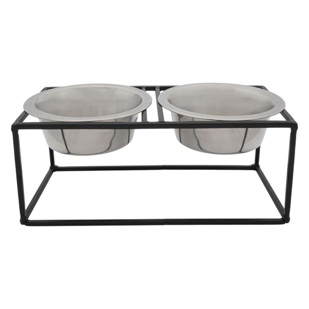 Stainless Steel Pet Bowl and Water Bowl Set with Raised Frame